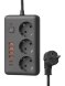  Удлинитель с сетевым фильтром 3х3м 10А 4USB + 2USBC 2500Вт ПВС 3х1 прямоуг. черн. КОСМОС FKsm3m-3gPF(B)USB (Удлинители, блоки розеток, разветвители, переходники) 