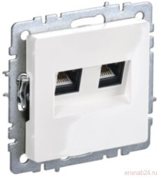 BRITE Розетка компьютерная 2-ая RJ45 кат.5E РК10-2-БрБ белый без шторок | BR-K20-1-K01 | IEK