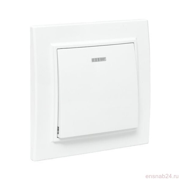  Выключатель 1-кл. СП Минск 10А IP20 с индикатором бел. Basic EKF ERV10-121-10 (Выключатели, переключатели, диммеры) 