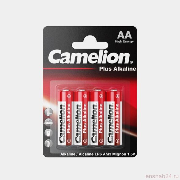  Элемент питания алкалиновый AA/LR6 1.5В Plus Alkaline LR6-BP4 (блист.4шт) Camelion 7370 (Батарейки) 