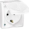 Розетка 1-м ОП Simon15 16А IP54 250В с заземл. Schuko защ. шторки с крышкой винт. клеммы бел. Simon 1594432-030